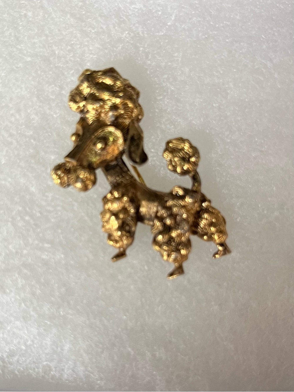 Vintage Gold Tone Poodle Brooch Pin Dog